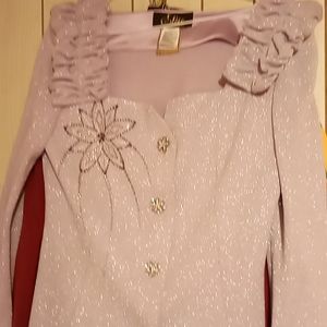 Sweater dress suit purple with silver